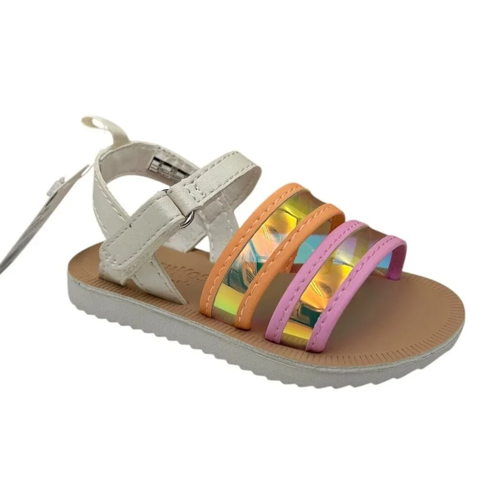 OshKosh Stella Baby-Infant Girls Fashion Sandals Size 5 Gold-White-Pink‎